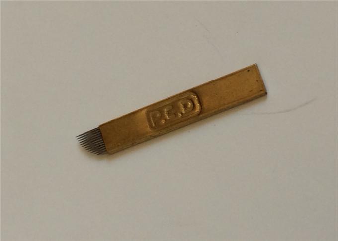รอยสักแต่งหน้าถาวร Microblading Needles Golden PCD 12 Pins Tattoo Blade 0