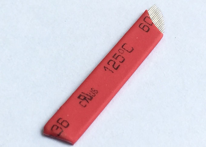 เข็มแต่งหน้าถาวร Microblading สีแดง / ใบมีดเข็มคิ้ว 0