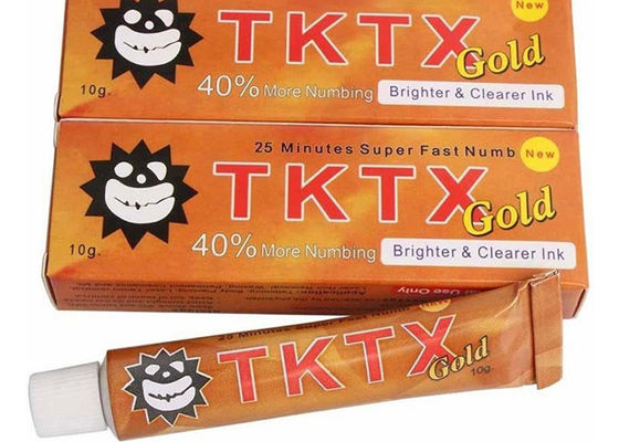ประเทศจีน ครีมลดเลือนรอยสัก 40% Gold TKTX Super Numb Painless Lidocaine ผู้ผลิต