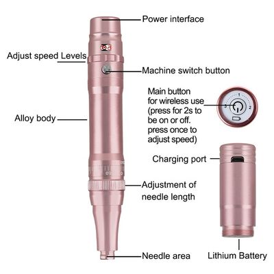 เครื่องกระสุนสักแบบไร้สายที่นิยม ยาว 136*20 มม เครื่อง PMU แบบไมโครบลัดแบบไร้สายสําหรับขน ผู้ผลิต