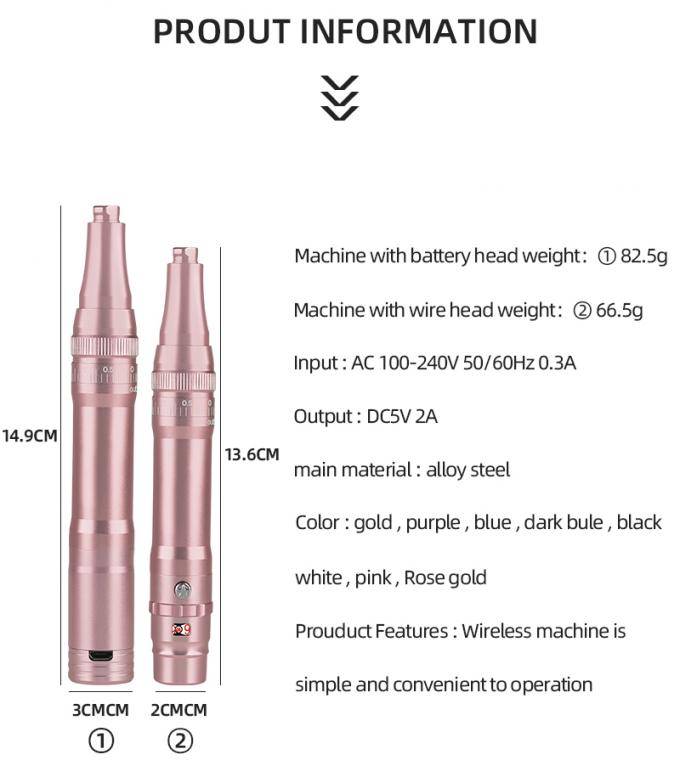 เครื่องสักคิ้วแบบแบตเตอรี่มืออาชีพ พร้อมกระเด็นเข็มขนาด 0-3.5 มม. และการออกแบบไร้สาย 1