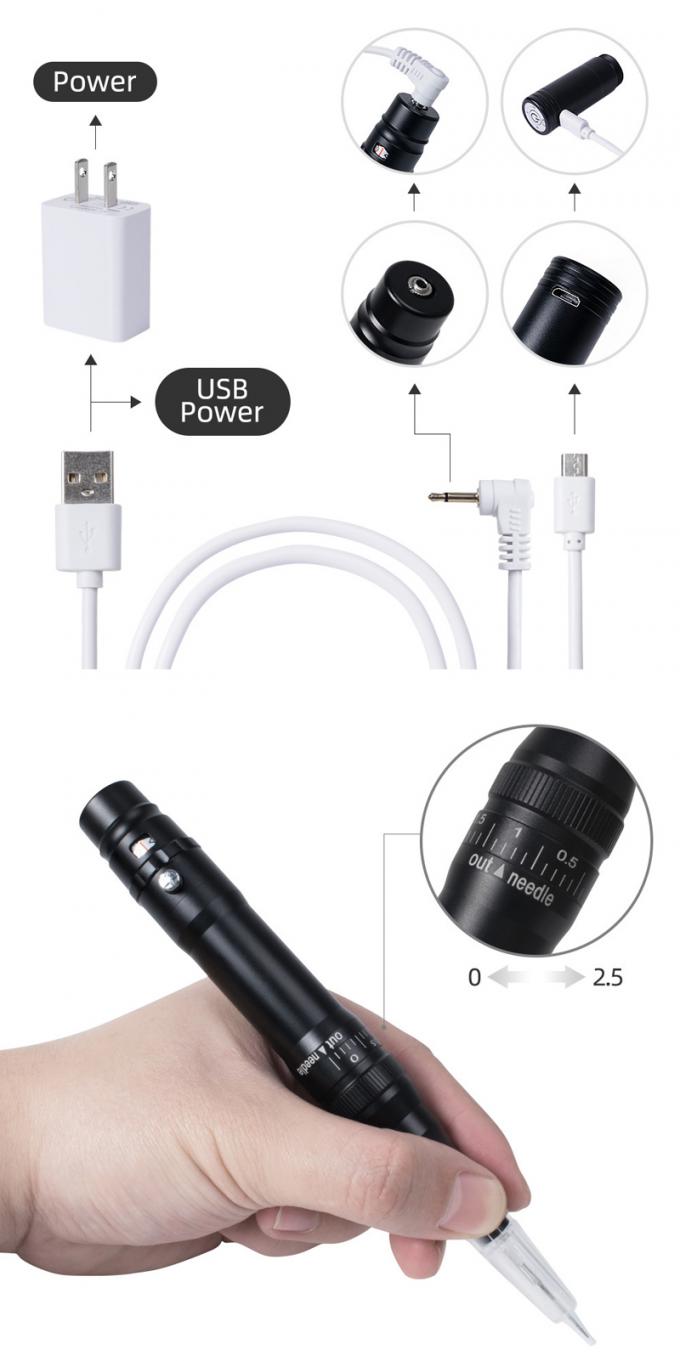 เครื่องสักคิ้วแบบแบตเตอรี่มืออาชีพ พร้อมกระเด็นเข็มขนาด 0-3.5 มม. และการออกแบบไร้สาย 4