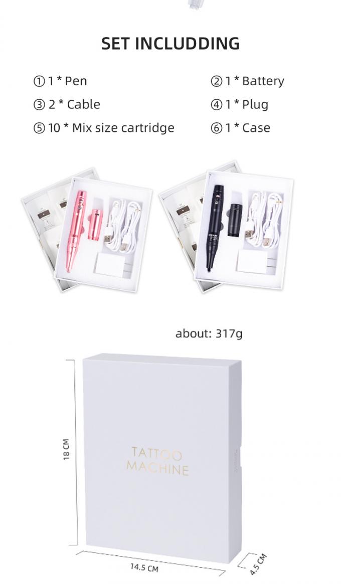 เครื่องสักคิ้วแบบแบตเตอรี่มืออาชีพ พร้อมกระเด็นเข็มขนาด 0-3.5 มม. และการออกแบบไร้สาย 8