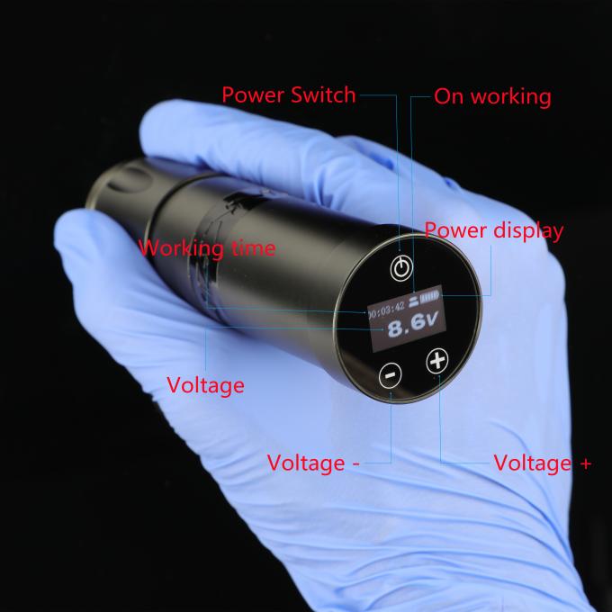 สแตนเลส 1800mAh NARW เครื่องสักไร้สาย 1-OLED จอจอสัมผัส แบตเตอรี่ปืนสักหมุนปากกาสักด้วยพลังงาน RCA 2