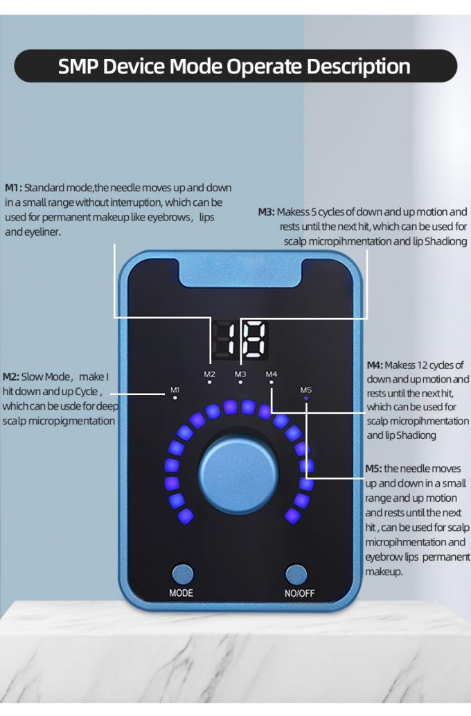 อุปกรณ์บดสีผิวหนังขนาดเล็กประเภทปืนไฟฟ้า SMP พร้อมเครื่องแต่งหน้าถาวร และเครื่องสักมอเตอร์สวิส สีฟ้าดํา 4