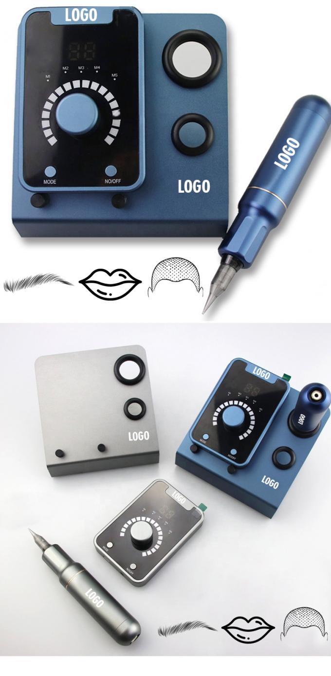 อุปกรณ์บดสีผิวหนังขนาดเล็กประเภทปืนไฟฟ้า SMP พร้อมเครื่องแต่งหน้าถาวร และเครื่องสักมอเตอร์สวิส สีฟ้าดํา 8