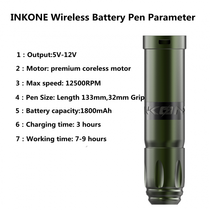 INKONE NARW แบรนด์ ดิจิตอล LCD หน้าจอสัมผัส 1800mAh แบตเตอรี่ ปากกาสัก Micropigmentation Machine เครื่องสักไร้สาย 4