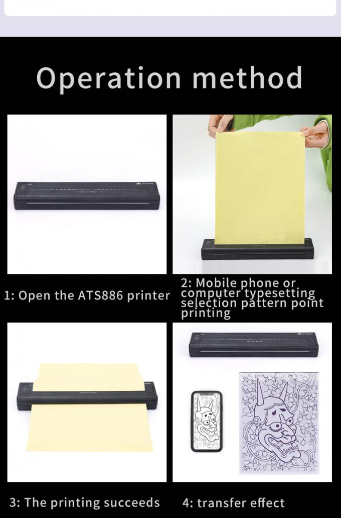 12000mAh มินิ Tattoo Stencil Printer เครื่องสําเนาไฟฟ้า เครื่องถ่ายเอกสาร เครื่องพิมพ์โอนไร้สาย เครื่องพิมพ์สัก 8