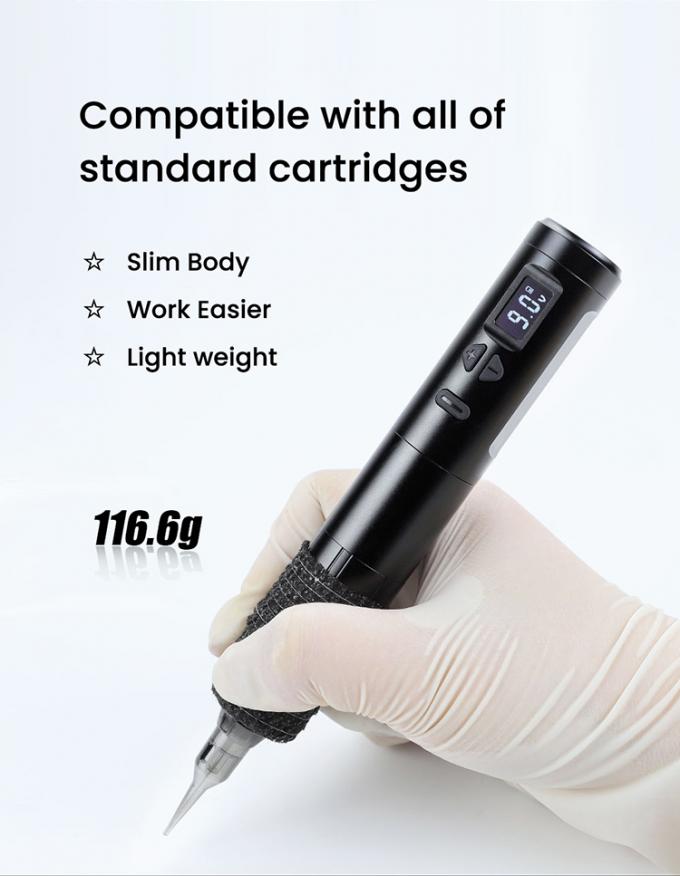 เครื่องสักไฟฟ้า Dermografo ไร้สาย แต่งหน้าถาวรไร้สาย อลูมิเนียม 2 หัวแบตเตอรี่ ขั้วต่อ RCA รุ่น 12
